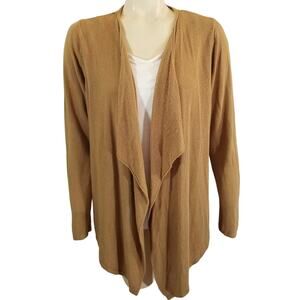 August Silk Cardigan sweater Cascade Open front Brown Size Women's Large